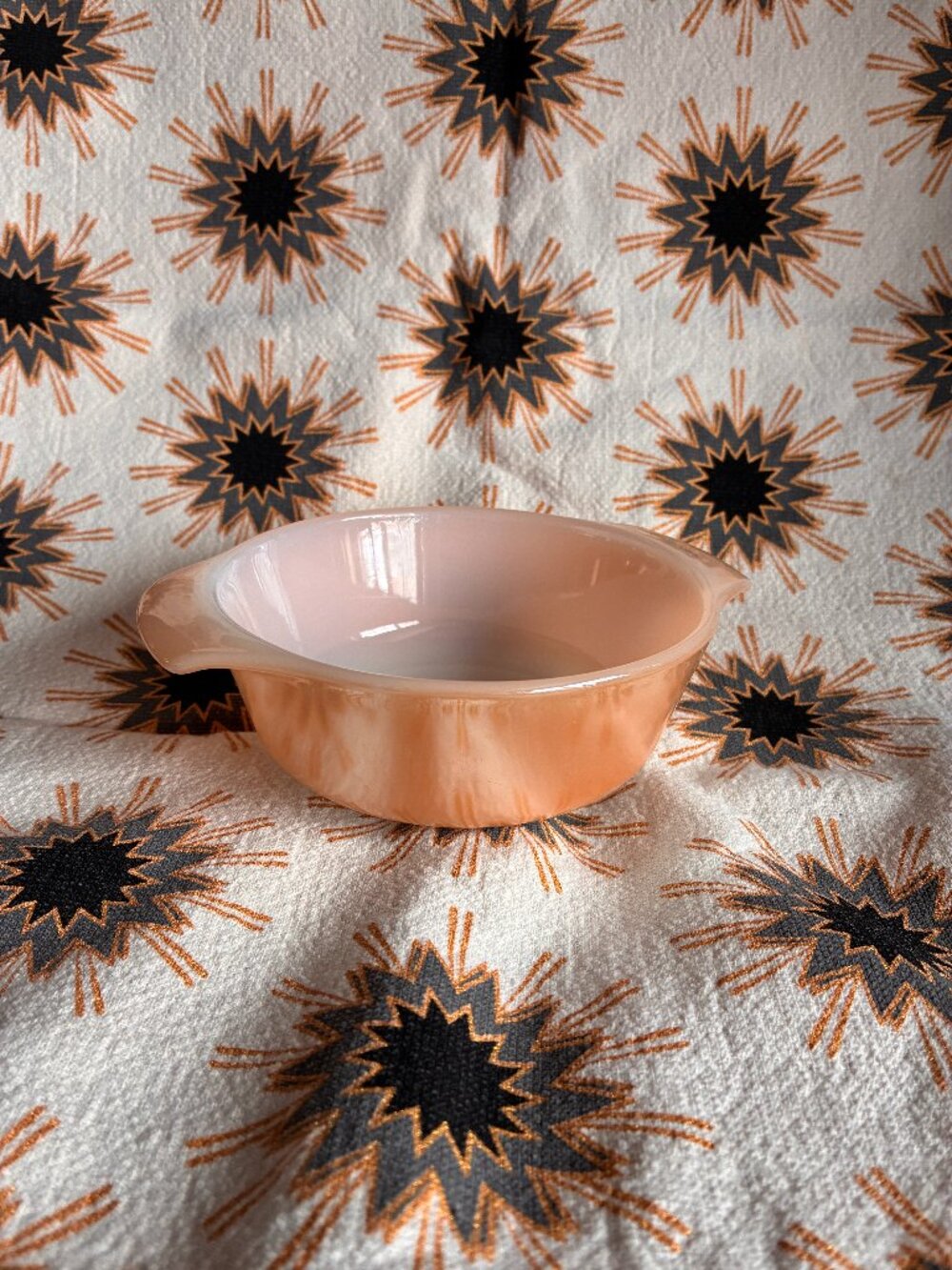 Fire King Peach Lustre iridescent baking dish anchor hocking vintage bakeware